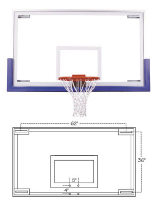 FT235 42inx72in MEEETS NCAA SPEC Competition Glass Basketball Backboard