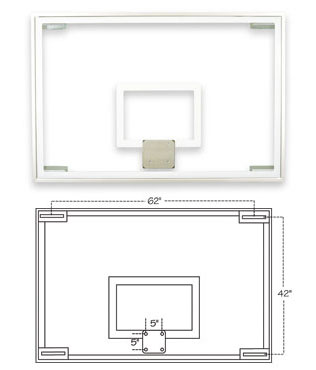 image of FT236 48inx72in x 1/2in Competition Glass Basketball Backboard